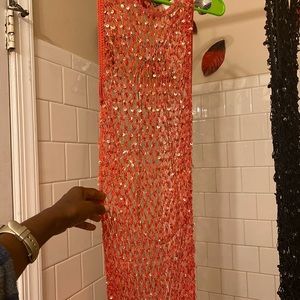 Beautiful Cover up for the Grown and Sexy in Orange Black and Green